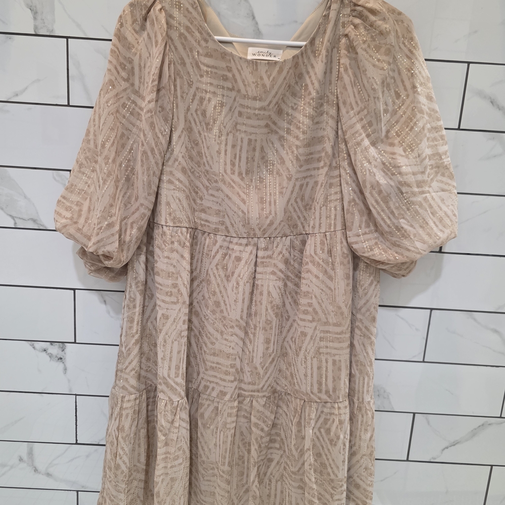 Elegant Beige Geometric Mini Dress